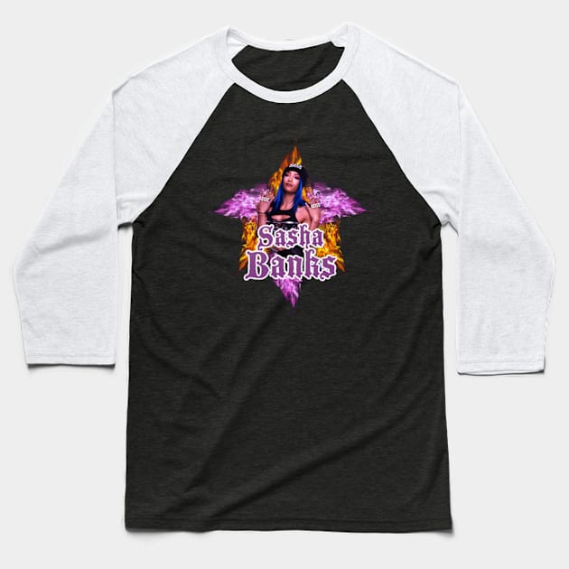 sasha banks // WWE FansArt Baseball T-Shirt by suprax125R